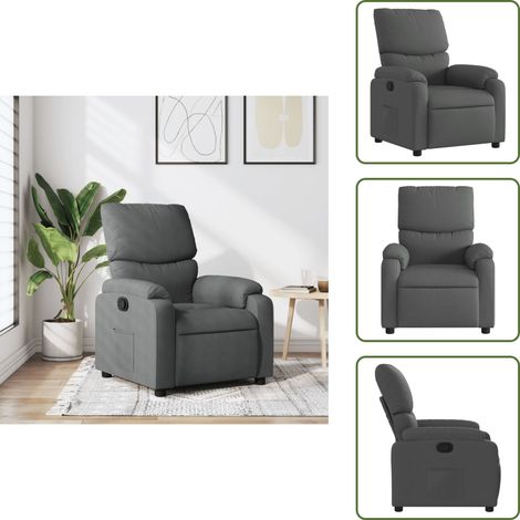 Respaldo reclinable - vidaXL Sillón reclinable de tela gris oscuro - Tela gris oscuro