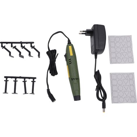Ponceuse de précision de type stylo, outil de finition de détail avec 8 têtes de rechange et 2 disques de ponçage, kit de ponçage et de polissage compact, prise européenne 100-240V. (1/5)