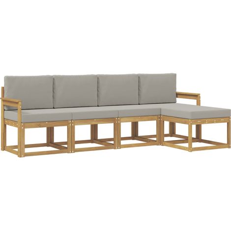 Outdoor Sofa Set 5 pcs White and Light Grey 249 x 122.5 x 73 cm vidaXL (1/5)