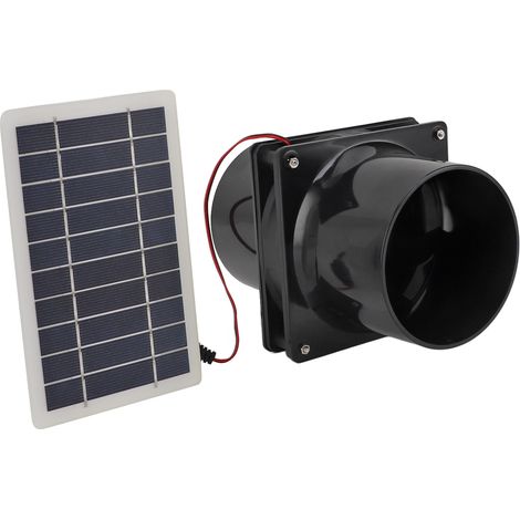10W 12V Ventilateur d'Extraction Solaire pour Tuyau Rond, Kit de Ventilation à Panneau Solaire ABS pour Maison Animal, Poulailler, Camping-Car, Serre (1/5)