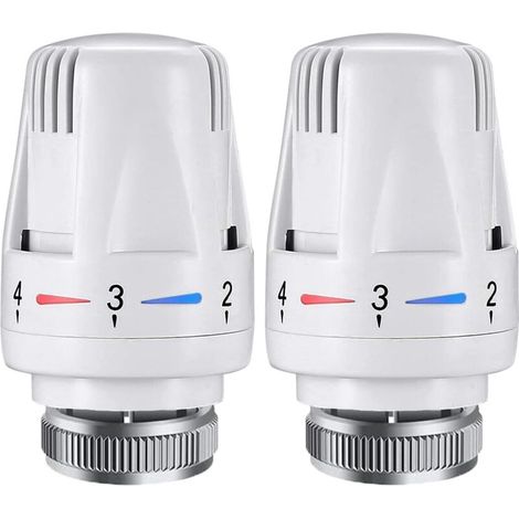 Lot de 2 têtes de radiateur thermostatiques M30 x 1,5, têtes de remplacement pour radiateurs à domicile et au bureau