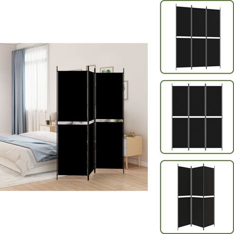 The Living Store 3-tlg. Paravent Schwarz 150x200 cm Stoff - Raumteiler (1/5)