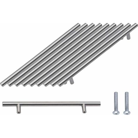 10 poignées de meuble argentées en acier inoxydable, entraxe 160 mm avec vis, tirettes pour portes de placard, armoires, tiroirs, cuisine, commode et mobilier intérieur (1/5)