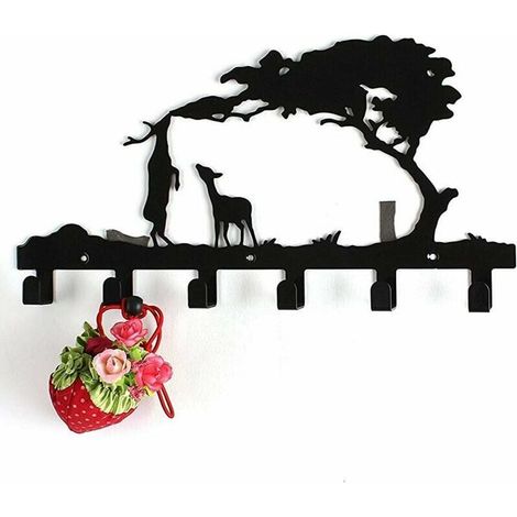Perchero de hierro - Perchero de pared resistente con 6 ganchos metálicos - Soporte de pared de diseño para bolsos, chaquetas, abrigos, sombreros y decoración del hogar (1/5)