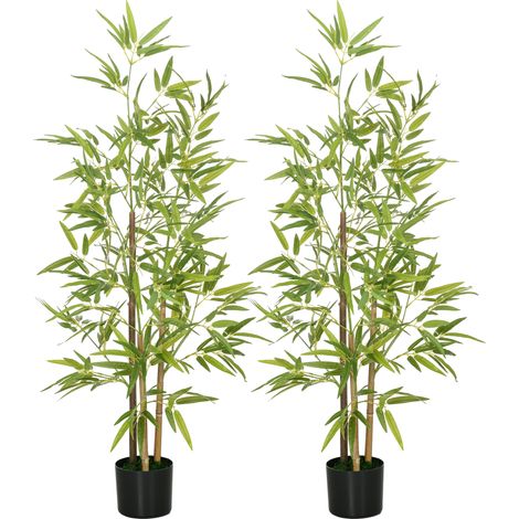 Bambou artificiel de 120 cm de haut, avec pot, pour décoration intérieure, très réaliste. (1/5)