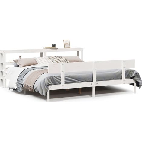 Lit double,Lit adulte,Cadre de lit sans matelas blanc 180x200 cm bois massif de pin CFW7529035 (1/5)