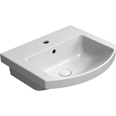 Lavabo en céramique NORM courbé 51x45cm, blanc ExtraGlaze (1/2)