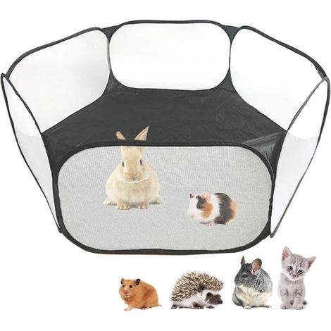 Parque infantil transparente, estructura integrada, recinto portátil de poliéster, para interior/exterior, para animales pequeños (1/5)