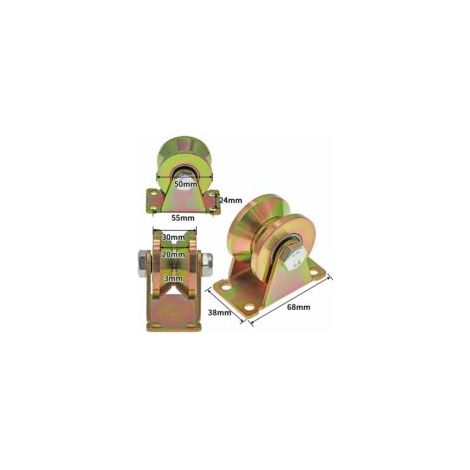 2 Stück V-Nut-Rollen, 50 mm Schiebetorrollen, Stahlrollen mit V-Nut, für Schiebetore, Tragfähigkeit 270 kg pro Rolle - Crezuo