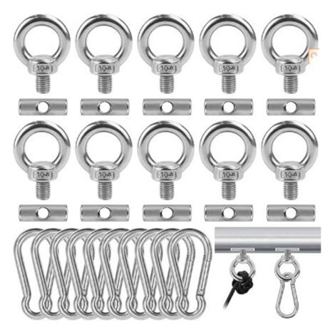 Kit Verrouillage Auvent Camping 10 Butées + 10 Mousquetons Acier Inoxydable pour Tente Caravane (1/5)