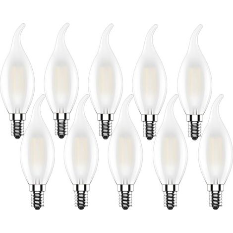 E14 Ampoule LED Bougie.4W Ampoule Flamme.Filament LED Blanc Chaud 2700K.Edison Lampe Forme de Bougie 400LM.Non Dimmable.Mat.10 Pièces [Classe énergétique E]