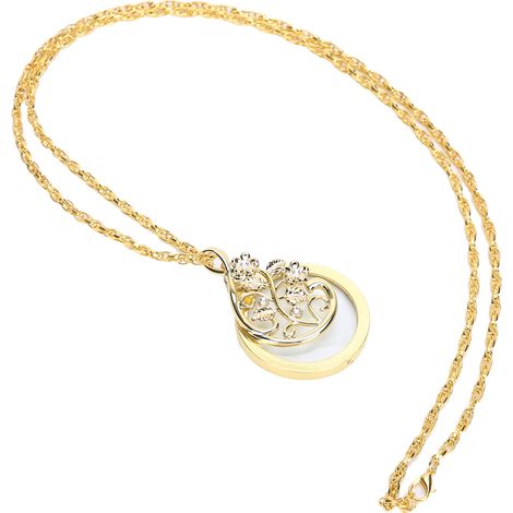 Loupe de lecture portable en métal avec pendentif et chaîne grossissante 4,5x, dorée (1/5)