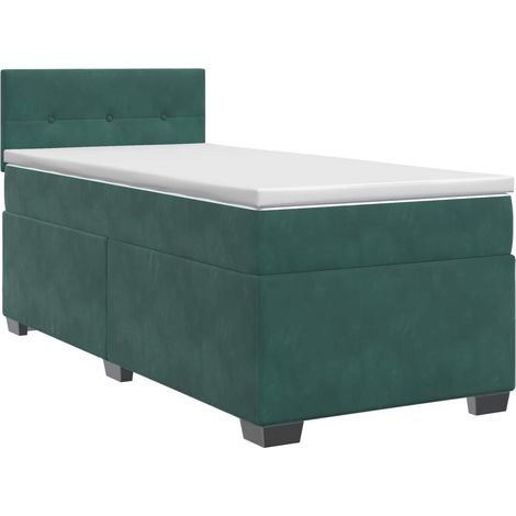 Maison Exclusive - Letto box spring con materasso Verde Scuro 90 x 200 cm Velluto (1/5)