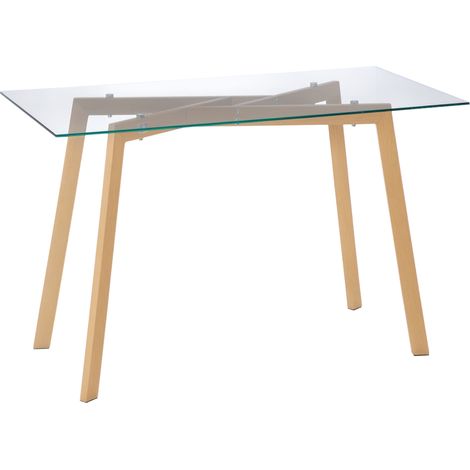 Beyamis Rechteckiger Esstisch für bis zu 4 Personen, Esstisch aus gehärtetem Glas und Stahl, für Küche, Esszimmer und Wohnzimmer, 120 x 60 x 76 cm