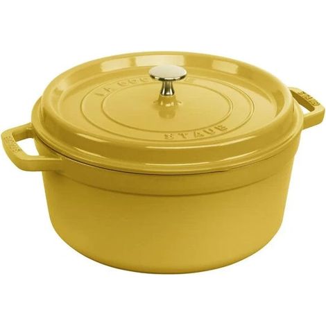 Staub 1029024 Cocotte Rotonda 26 cm in Ghisa Smaltata Capacita' 5,2 L Induzione Sì Colore Citron