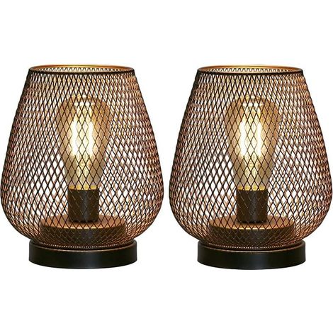 Designer-Nachttischlampe, batteriebetriebene Tischlampen für den Außenbereich, Set mit 2 Tischlampen mit Metallkäfig, kabellose Wohnzimmerlampe, perfekt für Hochzeiten, Partys, Terrassen und den Innen