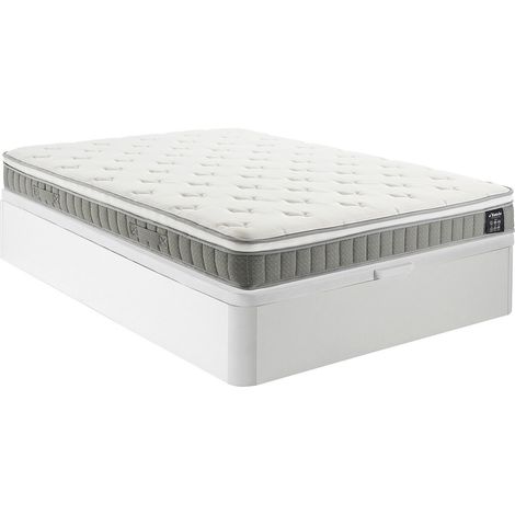 Set 140 x 190 cm rete letto contenitore bianco + materasso a molle insacchettate e memory foam sp.21cm - VITOGO di YSMÉE