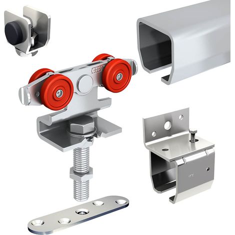 Slid'Up By Mantion – Système coulissant pour porte extérieure 27 mm max – Rail 1,95 m en acier galvanisé – Poids max 60 kg – Montage plafond possible