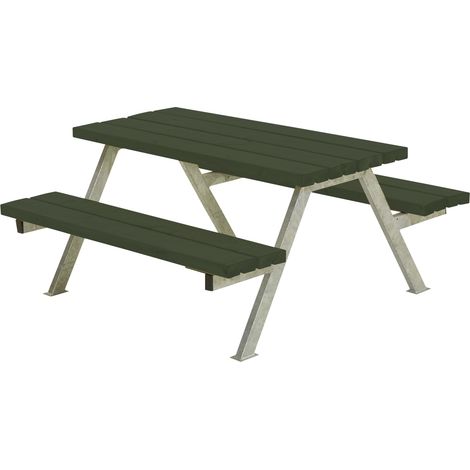 Plus Picknicktisch Kinder Alpha Stahl-Holz 118 x 118 x 57 cm schwarz (1/2)