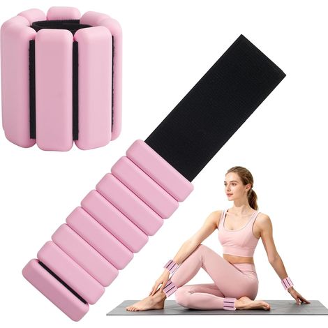 Lot de 2 Poids Cheville et Poignet Réglables Roses (0,45 Kg Chacun), Poids de Cheville, Poids De Poignet Portable Résistant en Silicone, Ankle Weights pour Yoga, Danse, Pilates, Cardio (1/5)