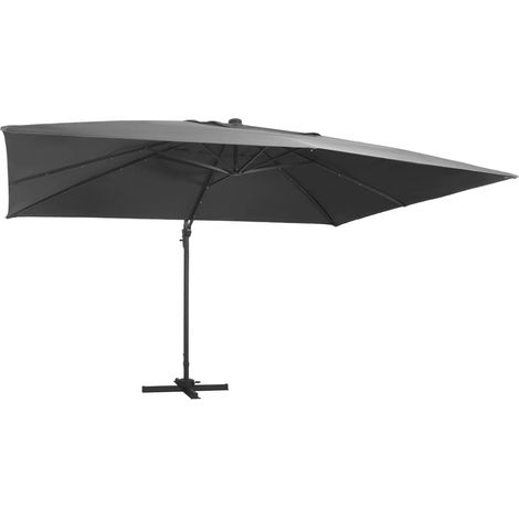 Ampelschirm mit LED-Beleuchtung Alu-Mast 400x300 cm Anthrazit