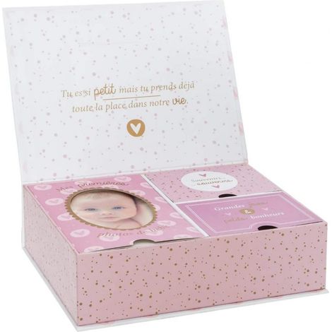 Coffret Souvenirs de Naissance Rose – Boîte à Photos, 21,8 cm x 6,8 cm – Idéal pour garder vos précieux souvenirs, livraison gratuite (1/5)
