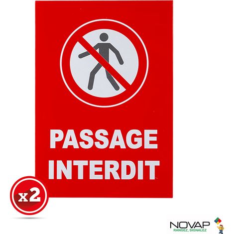 Lot de 2 plaques modulable rouge - Passage interdit aux piétons - 4280325 (1/4)