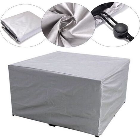 Sturdy Oxford Garden Furniture Covers, Waterproof, Dustproof and Windproof Patio Table Cover, UV-Protective Table Cover for Outdoor Chairs, Silver-18012074 (1/4)