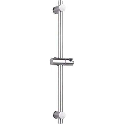 Barre de douche en acier inoxydable 304, avec fixation réglable en hauteur et en angle, acier inoxydable brossé et finition chromée polie, chrome acier inoxydable, Chrome poli, 66cm (1/4)