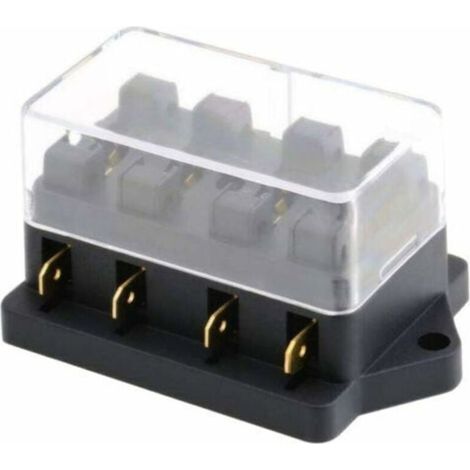 Caja de fusibles automotriz impermeable de 4 vías, 12V/24V, para vehículos, compatible con ATC y ATO, protección confiable.