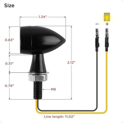 Clignotant Moto - 2 Pièces - Alliage De Zinc - LED E24 IP67 - Universel 12V - Mini Bullet (1/5)