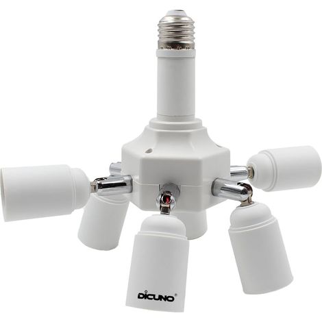 Adaptateur Douille E27 7 en 1 - Multiplicateur de Lumière - PBT Ignifuge - Rotation 360° - Maison et Bureau - Blanc (1/5)