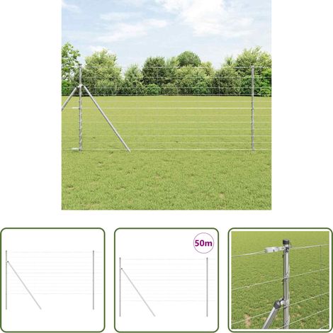 vidaXL Clôture galvanisée - Poteau de clôture. Galvanisé 50 x 1,2 m Acier (1/5)