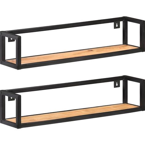 vidaXL Estantes de pared 2 unidades 80 cm madera maciza acacia (1/5)