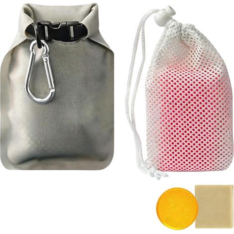 Porte-savon de voyage étanche et à séchage rapide avec pochette en mousse et crochet, porte-savon portable idéal pour le camping et les activités de plein air (1/5)