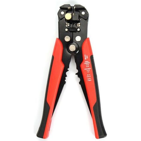 Pince à Dénuder Automatique, Pince Automatique avec Reglage de Précision Cables AWG, Outil Multifonctionnel de pince à sertir,Rouge et noir (1/3)