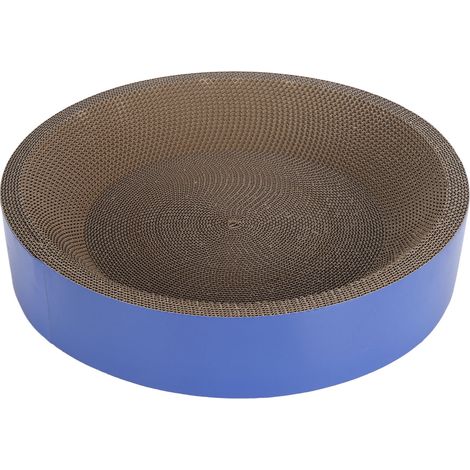 Griffoir interactif en carton ondulé résistant aux griffures pour chat, bleu. (1/5)
