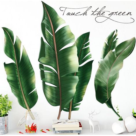 Sticker mural 3D Feuilles tropicales - Décoration pour salon et chambre (1/5)