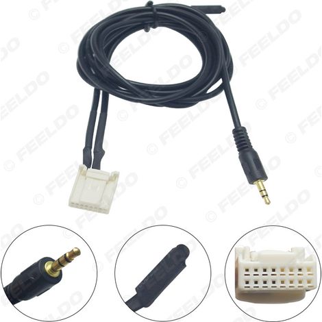 Compatible avec le câble d'entrée audio AUX Subaru Forester, câble de mise à niveau audio de voiture 3,5 mm avec microphone.