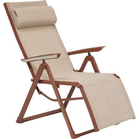 Gartensessel Decima beige Leinen/Mahagoni - Hespéride
