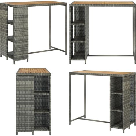 Bartisch mit Regal Grau 120x60x110 cm Poly Rattan - Bartisch - Esstisch - Outdoortisch - Gartentisch - Balkontisch - Home & Living (1/5)