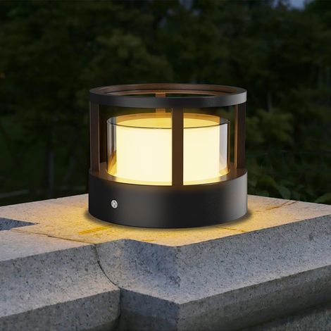 Borne Éclairage Extérieur, 3000K, Aluminium, IP65  15W LED Potelet Eclairage exterieur, 1100 lm, Lampe de Jardin Pour Pilier Portail Chemins Terrasse, Noir (1/5)
