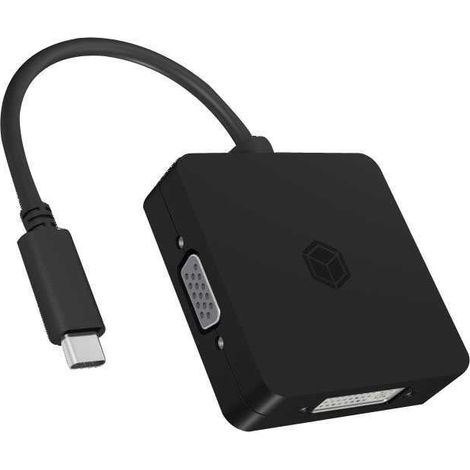 IB-DK1104-C ICY BOX IB-DK1104-C - Adaptateur vidéo 4-en-1 USB 3.1 Type C Mâle vers DisplayPort + DVI + VGA + HDMI (1/4)