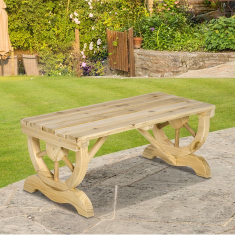 Banc de jardin en bois 98 x 50 x 39,5 cm, naturel, résistant aux intempéries (1/5)