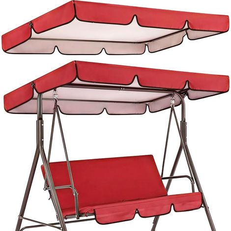 Toit de Rechange pour Balancelle de Jardin Auvent de Balancelle de Cour Rouge Foncé pour Balancelle D'Extérieur 3 Places Chaise de Patio Auvent en Tissu Oxford 210D (1/5)