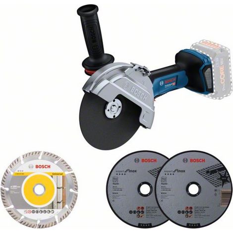 Bosch Professional BITURBO amoladora a batería GWS 18V-180 P (Ø disco 180 mm, profundidad de corte 230 mm, interruptor PROtection, incl. 2 discos de corte, 1 disco de diamante) (1/4)