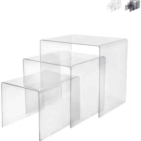 Ensemble de 3 tables basses en plexiglas transparent Trix - Transparent