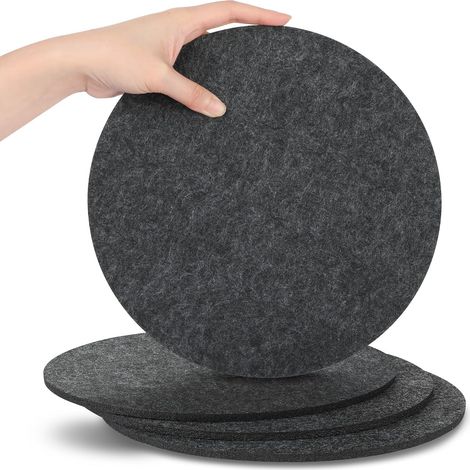Lot 4 sous-verres feutre ronds 25 cm protection table anthracite dessous-de-plat 200 C (1/5)