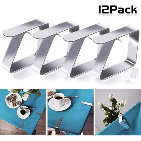 Pince À Nappe - Acier Inoxydable - Pour Table Épaisseur 2,5 À 3,5 Cm - Argent - Lot De 12 (1/5)