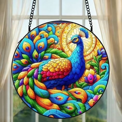 Attrape-soleil vitrail renard 20 cm décoration suspendue fenêtre animal lumineux cadeau Noël (1/5)